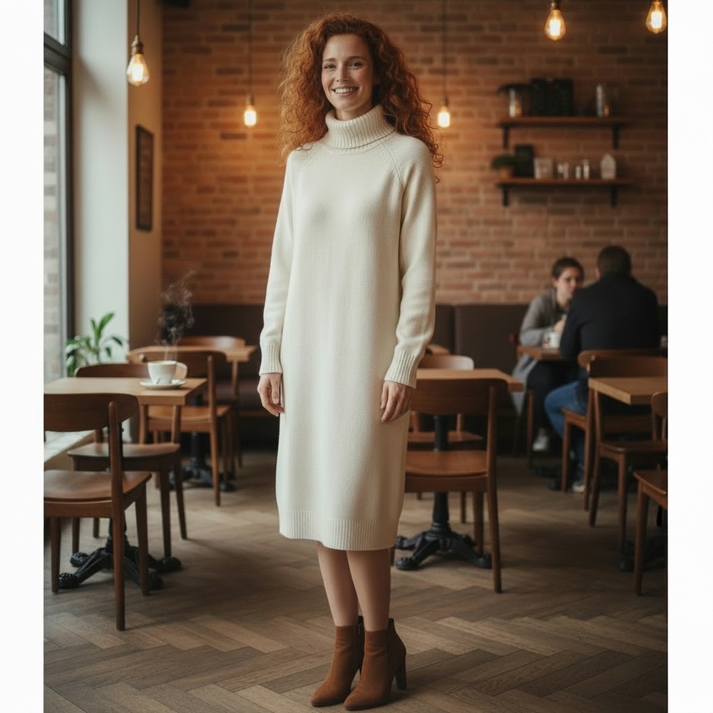 NWT Vero Moda‎ Daniela Cowl Neck Long Sleeve Sweater Dress Warm Cozy